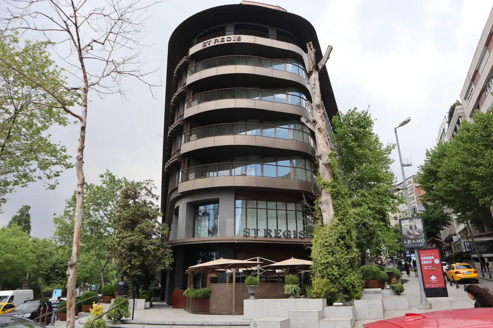 The contemporary bronze facade of The St. Regis Istanbul designed by Emre Arolat